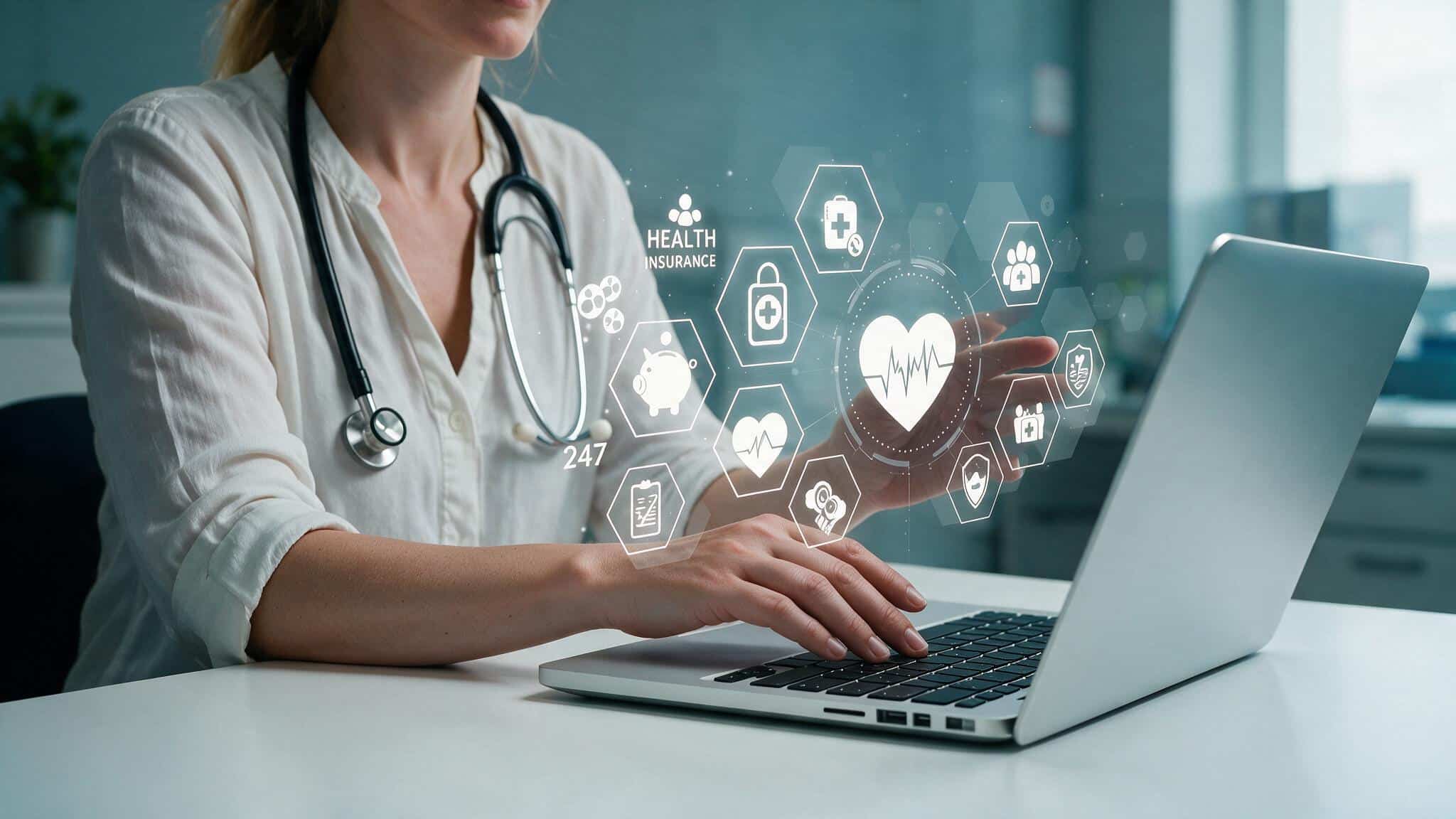 assistant on computer taking care of healthcare admin