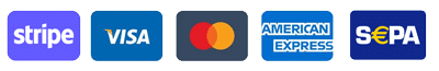 Accepted payments: Stripe, Visa, Mastercard, American Express, SEPA