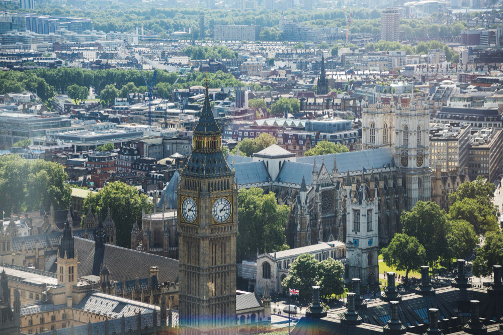 London skyline aerial view - executive assistant services for UK CEOs and founders